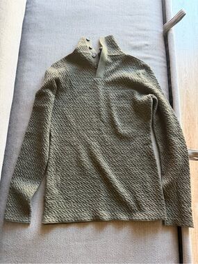 Victoria Beckham Olive Zip-Front Textured Pullover